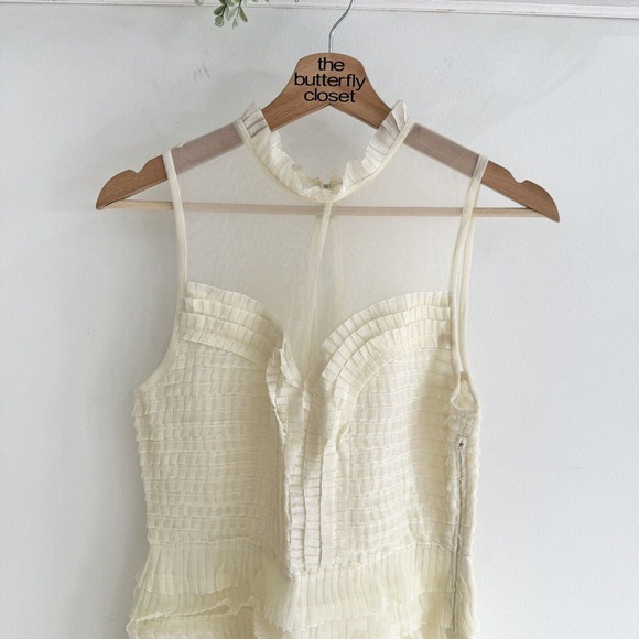 Free People Mini Tiered Ruffle Dress Sheer Size 4 fairy-core - Picture 2 of 5